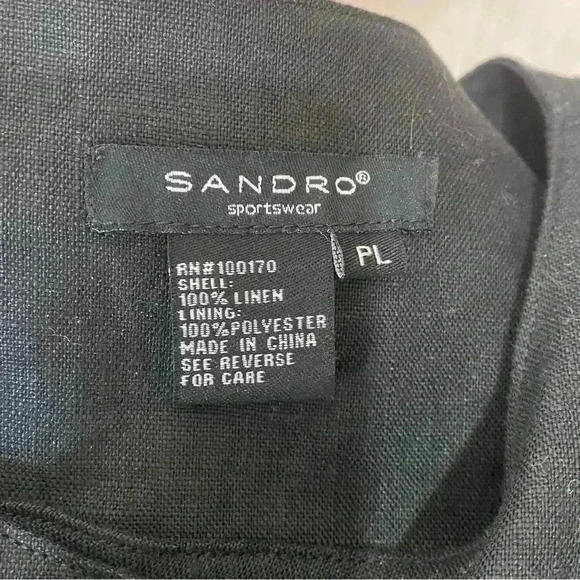 Sandro Sportswear round neck lagenlook linen Button Cropped Jacket Petite large - Picture 3 of 5